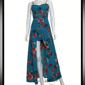 Band Of Gypsies Floral Romper Dress Overlay Womens SZ S Dreamy Romantic Coquette